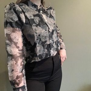 Lulus Sheer Floral Blouse